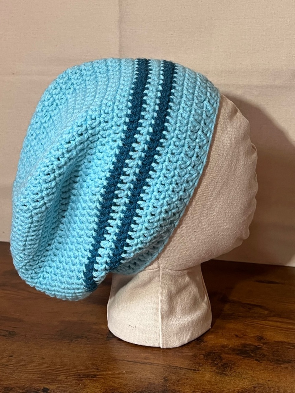 Handmade Crochet Rasta Tam Hat | Slouchy Beanie for Locs | Blue